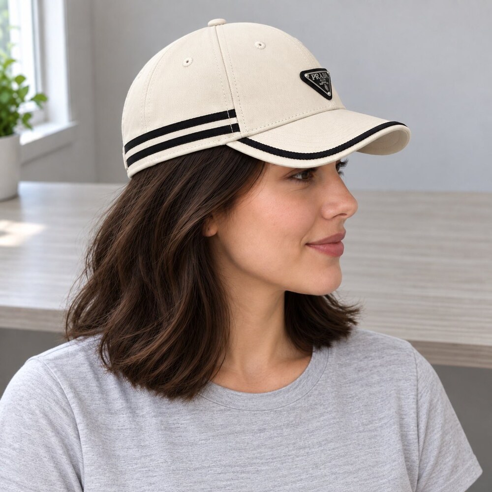 Prada Ivory Cap with Black Stripes - Picture 3 of 6